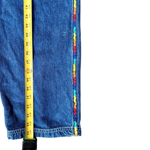 Vintage Limited Too 90s Denim Overalls Juniors 3 Blue Rainbow Trim Y2K Grunge - Picture 9 of 10